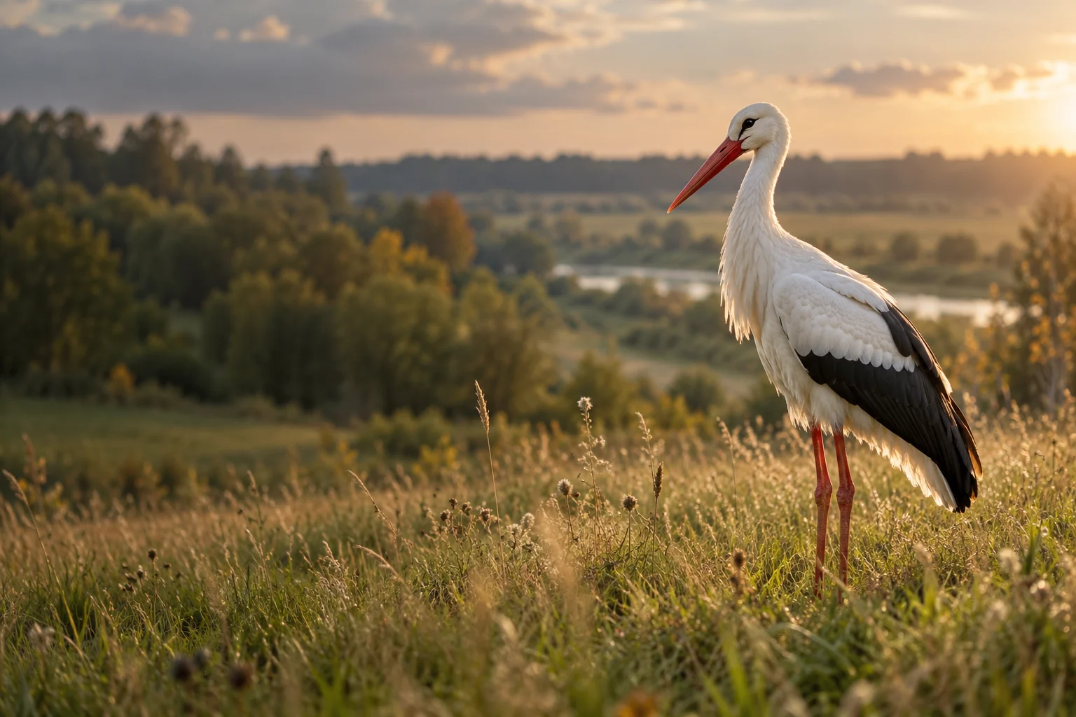 White storks in their natural habitat